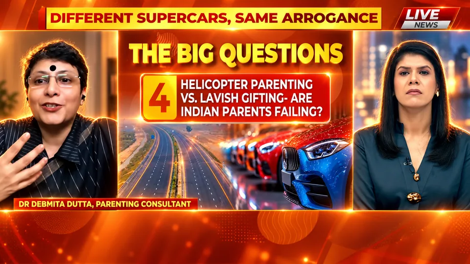 Dr Debmita Dutta as a parenting consultant on a live TV news discussion about parenting and children